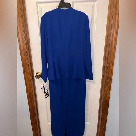 Ursula of Switzerland Vintage Dress Jacket Sequins 14 Royal  Blue Wedding - Picture 4 of 11